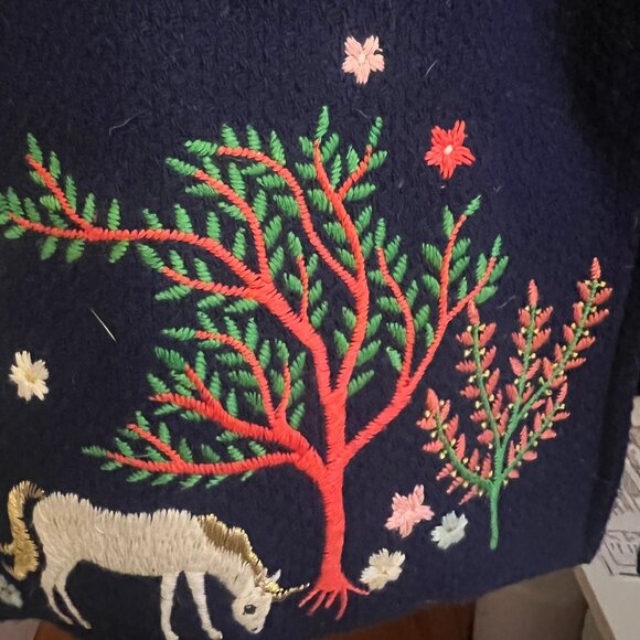 Mini Boden Wool Blend Embroidered Girl's Coat - Size 5-6 - Picture 2 of 7